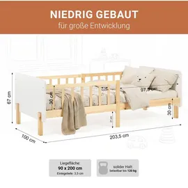 Homestyle4u Kinderbett 2604 90 x 200 cm Kiefer massiv weiß