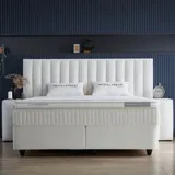 pointhome Boxspringbett Set 160 x 200 H3/H4, Woollybedd Bett-Set Ohne Nachttischen, 5-lagige einseitige Taschenfederkern-Matratze, Höhe 34 cm