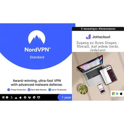NordVPN Standard 10 Geräte - 1 Jahr + Jottacloud Personal Unlimited 3 Monate | Sichere Backups