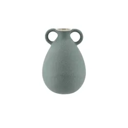 Vase , blau , Steingut , Maße (cm): H: 18,5  Ø: 13