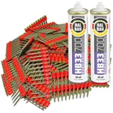 ConToo Set Betonnägel 38mm 2000Stück HB42 + 2 x Gaspatrone HB33 für Stiftnagler