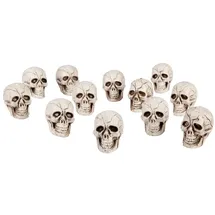 Boland 74390 - Totenkopf-Set, 12 Stück, Größe 4 x 3 cm, Deko Skelett, Dekoration für Halloween, Mottoparty und Karneval, Weiß