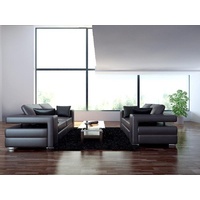 JVmoebel Sofa Ledersofa Wohnlandschaft 3+2 Sitzer Design Modern Sofa Couch Leder Neu, Made in Europe grau