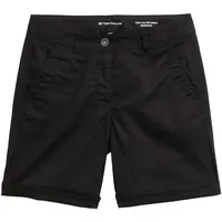 Tom Tailor Damen Chino Bermuda Shorts, schwarz, Uni, Gr.