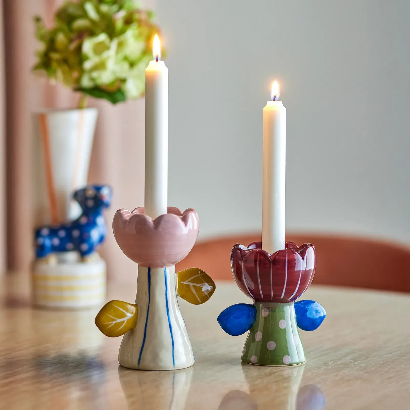 Kerzenhalter Bloomingville, Florita, Multicolor, für Wohnzimmer, Keramik - 12.5 - 8 - 15