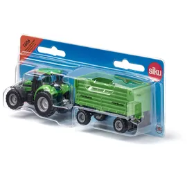 Siku 1606 - Traktor mit Fortuna 2-Achs Anhänger Grün