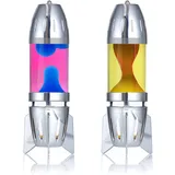 Mathmos Fireflow R1 Lavalampen Paar mit Teelicht - Chrome (Pink/Blau & Gelb/Orange)