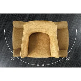Riess-Ambiente Drehbarer Stuhl Verona senfgelb Strukturstoff mit Armlehne Metallbeine Schwarz Esszimmerstuhl Küchenstuhl