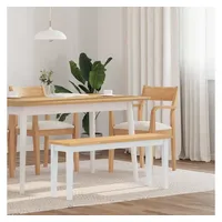 VidaXL Bank 110 cm Weiß Massivholz Gummibaum