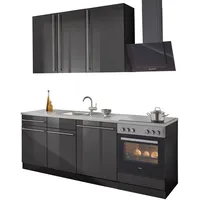 WIHO KÜCHEN Küchenzeile »Chicago«, ohne E-Geräte, Breite 220 cm grau