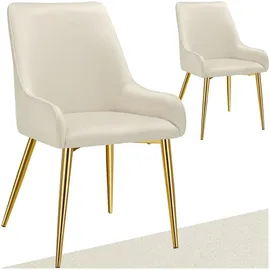 Tectake Polsterstuhl Avane Textil beige 2er Set