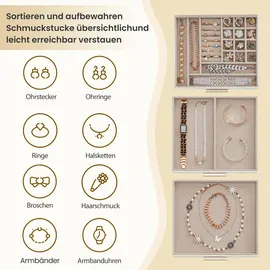 Songmics Schmuckschachtel, Weiß, 23.1x20.3x13,5 cm