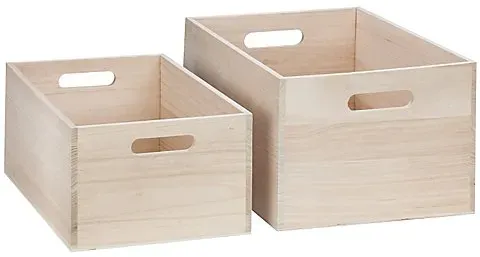 Holz-Kisten mit Tragegriffen, 36 x 26 x 19 cm und 32 x 22 x 15 cm, 2 Stück
