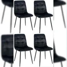 deluke Esszimmerstuhl VOUL Samt Schwarz 4er Set