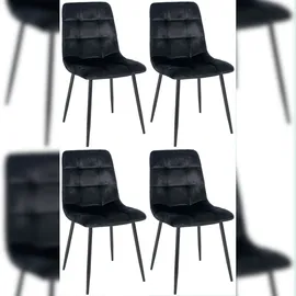 deluke Esszimmerstuhl VOUL Samt Schwarz 4er Set
