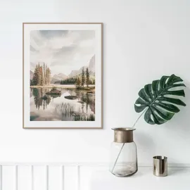 Reinders! Gerahmtes Bild ARTIFIC, Braun - Grün - Weiß - 30 x 40 cm - Bergseelandschaft
