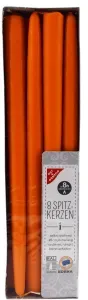 Leuchterkerzen, spitz, Hochwertige Stabkerzen aus besten Rohstoffen, 1 Packung = 8 Stück, orange