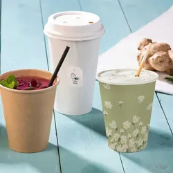 BIOZOYG 50 Stück Pappbecher Gänseblümchen, 200ml / 8oz, Einwegbecher, Pappbecher, Einweg-Trinkbecher, kompostierbar, grün mit Frühlingsdruck