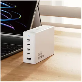 DUDAO A228EU 228Watt GaN 4xUSB-C+ 1xUSB-A (228 W), USB Ladegerät, Weiss