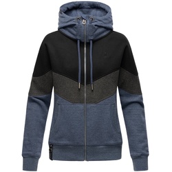 NAVAHOO Damen Kapuzensweatjacke Sportliche Damen Sweatjacke im Coloblocking-Stil Honigperle