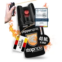 stopnow - Pfefferspray & KO-Spray für Selbstverteidigung, Bären & Hunde-Abwehr - Pepper Jet-Sprüh-Strahl - Abwehrspray klein - Tier-Abwehr-Spray, Bärenspray & Verteidigungsspray für Unterwegs 1 x 40ml