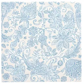 Papstar Servietten "ROYAL Collection" 1/4-Falz 40 cm x 40 cm blau Paisley