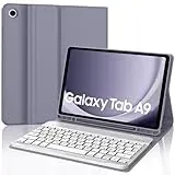 AVNICUD Tastatur für Samsung Galaxy Tab A9 2023 8.7", Samsung Tab A9 Hülle mit Tastatur Magnetische Abnehmbarer QWERTZ Layout Bluetooth, Lila