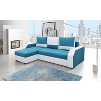 JVmoebel Ecksofa, Design Ecksofa Bettfunktion Couch Leder Textil Polster Sofas Couchen blau