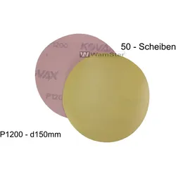 50 x Kovax Yellow Film Ø 152mm P1200 Folien Scheibe Trocken Schliff ungelocht