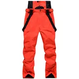 HOMDECR Skihose Für Damen Und Herren, Skihose – Skihose, Gefütterte Skihose Mit Taschen, Integrierter Schneefang – Ideal Zum Skifahren Im Winter (Rot,3XL) - 3XL