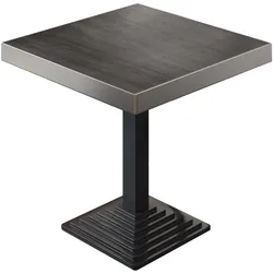 BPY | Bistro Tisch | 70 x 70 x 81 cm | Quadratisch | Edelstahl Rand | Wenge / Schwarz