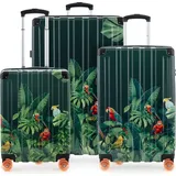 HAUPTSTADTKOFFER Q-Damm - Kofferset 3-teilig, Gepäck-Set, Koffer Hartschale robust, 4 Rollen Erweiterung, Handgepäck & check-in Trolleys, Jungle ...