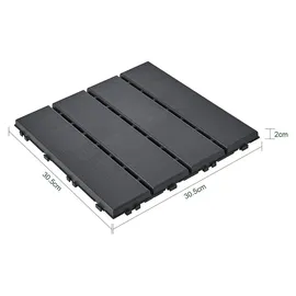 SoBuy Terrassenfliesen Klicksystem Wetterfest Schwarz/Grau