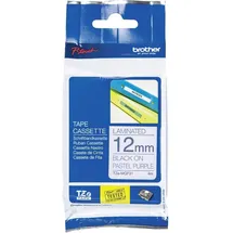 Brother TZe-MQF31 P-touch Schriftband (laminiert), schwarz auf pastelllila, 4m