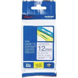 Brother TZe-MQF31 P-touch Schriftband (laminiert), schwarz auf pastelllila, 4m