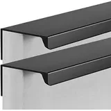2 Stück Versteckte Schrankgriffe Aluminium,Unsichtbare Griffe ,Möbelgriffe Schwarz 80~1200mm,Kabinett Griffe Schrankgriffe Fingerkantenzuggriff Schwarz für Kleiderschrank, Schlafzimmer (Length 80mm)