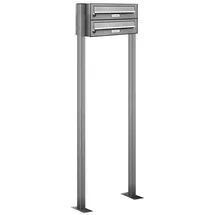 AL Briefkastensysteme 2 Fächer Premium Edelstahl Stand Briefkasten Anlage für Post A4 modern, robust, wetterfest, Artikelnummer: 132V2S1