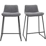 miliboo Barhocker grauer Stoff mit Samteffekt und Metall H65 cm (2er-Set) BOOST