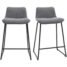 miliboo Barhocker grauer Stoff mit Samteffekt und Metall H65 cm (2er-Set) BOOST