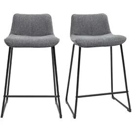 miliboo Barhocker grauer Stoff mit Samteffekt und Metall H65 cm (2er-Set) BOOST