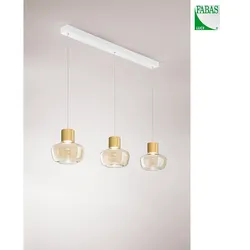 Fabas Luce LED Pendelleuchte KINO, Balken, 3-flammig, 36W, 3000K, 3900lm, IP20, dimmbar, cognac FAB-3767-48-365