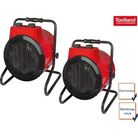 Toolland 2er Set Bauheizer 3 Stufen 3000W Baulüfter Heizgebläse Heizlüfter Bautrockung
