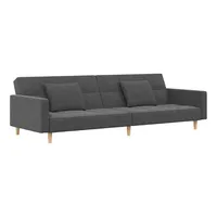 vidaXL Schlafsofa 2-Sitzer mit 2 Kissen Hellgrau Stoff