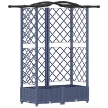 vidaXL Hochbeet mit Rankgitter und Dach 124 x 40 x 126 cm Grau