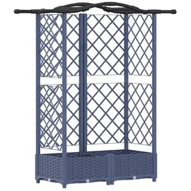 vidaXL Hochbeet mit Rankgitter und Dach 124 x 40 x 126 cm Grau