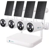 LuVision Dual WLAN Solar Akku Überwachungssystem 10 Kanal NVR 4MP Überwachungskamera Set Mikrofon 4 Kameras
