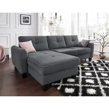 sit&more Ecksofa SIT & MORE "Varese L-Form", grau (dunkelgrau), B:253cm H:91cm T:167cm, Bedruckte Microfaser (100% Polyester);Luxus-Microfaser ALTARA NUBUCK (100% Polyester);Struktur (100% Polypropylen), Sofas, Ecksofa, mit Federkern, wahlweise mit Bettfunktion