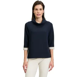 Sweatshirt BETTY BARCLAY "Betty Barclay Sweatshirt mit hohem Kragen", Damen, Gr. 38, blau (dunkelblau, beige), Steppware, Obermaterial: 65% Polyester, 33% Viskose, 2% Elasthan., feminin, lässig geschnitten normal, Langarm, Sweatshirts, Material