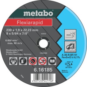 Metabo Flexiarapid 125x1,6x22,23 Inox, Trennscheibe, gerade Ausführung