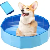 Hundepool 60x20cm Hundepool Schwimmbad,Hundebecken Faltbar mit Ablassventil,Plan
